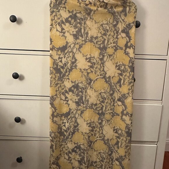 Free People Mesh Yellow and Grey Floral Midi Skirt size Small - Picture 3 of 5